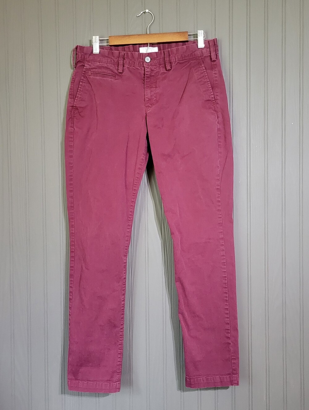 Express Chino Pants Skinny Fit Straight Leg Stretch Cotton Maroon Men's 31x32